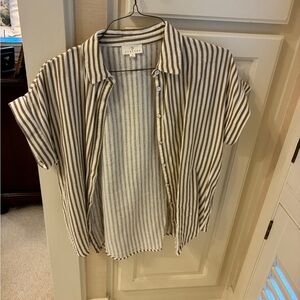 Fun 2 Fun Brown and White Striped Button Down Shirt